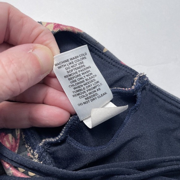 Freely Sports Bra Grey Pink Floral Strappy Racerback Crisscross Size L Large - Picture 6 of 7